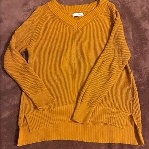 New Directions Women's V-Neck Sweater in Mustard